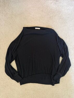 We The Free : Black Ribbed Boatneck Sweater